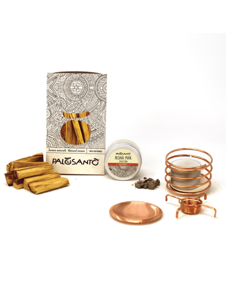 Palo Santo Sublimation Kit: Copper Aroma Diffuser + 8 Palo Santo Pequeño Sticks + Palo Santo Resin