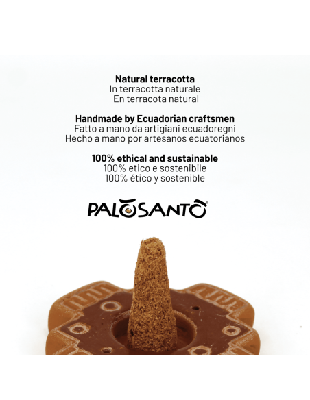 Porta-incienso Chakana de terracota para conos y varillas