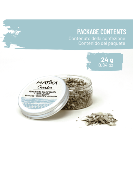 Miscela di Incensi 'Chandra' con Salvia Bianca e Copal Bianco per Fumigazioni