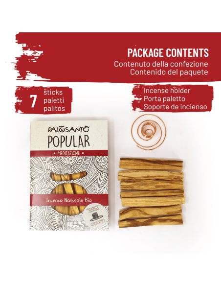 Encense de Palo Santo 7 Bâtonnets  + Support de Bâtonnets de Palo Santo en cuivre - Kit de Palo Santo