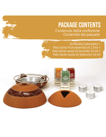 Kit Diffusore 'Calentador' in Terracotta + Oli Essenziali di Palo Santo - dettaglio 2