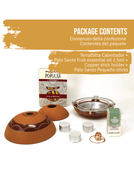 Kit Sublimazione Palo Santo con Diffusore 'Calentador' in Terracotta