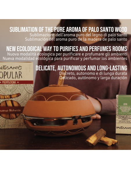 Kit Sublimazione Palo Santo con Diffusore 'Calentador' in Terracotta