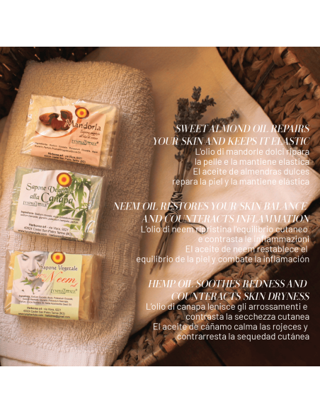 Kit de 3 Jabones Artesanales – Almendra, Neem, Cáñamo
