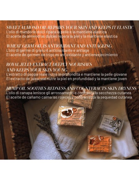 Kit de 4 Savons Artisanaux – Amande, Germe de Blé, Gelée Royale, Chanvre