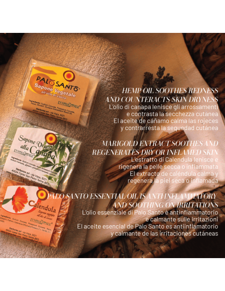 Kit de 3 Jabones Artesanales – Cáñamo, Caléndula, Palo Santo
