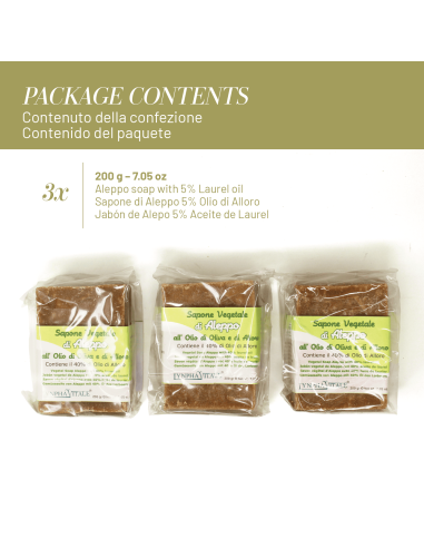 Kit de 3 Savons d'Alep – 5% Huile de...
