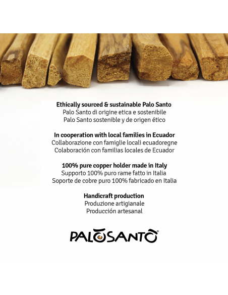 Encense de Palo Santo 7 Bâtonnets  + Support de Bâtonnets de Palo Santo en cuivre - Kit de Palo Santo