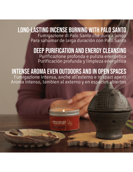 Brûleur d'encens + Graines de Palo Santo 80 gr + 6 cônes de Palo Santo + Charbons de bois - Kit de Palo Santo