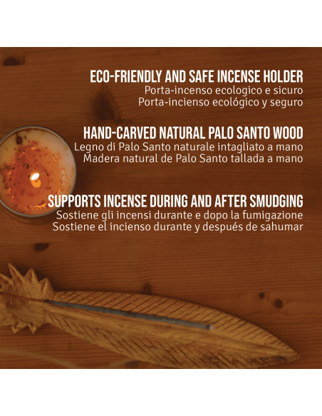 Porta-incienso Pluma de madera de Palo Santo