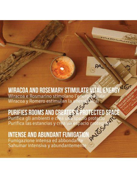 Bâtonnets d'encens Palo Santo avec Wiracoa et Romarin