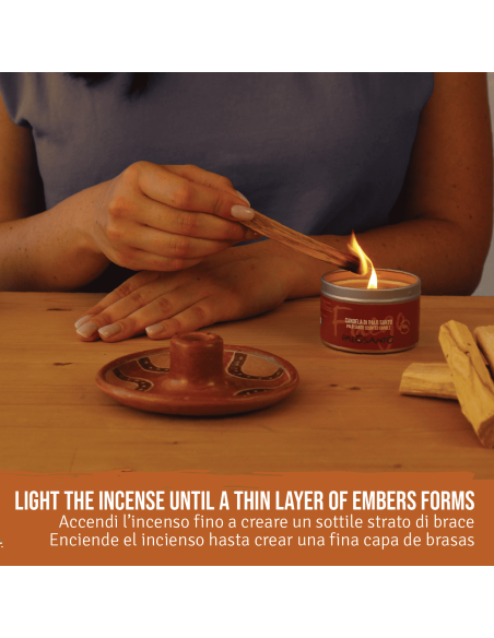 Piatto Porta Incenso 'Ollas' in Terracotta Artigianale Con Paletto Palo Santo Incluso