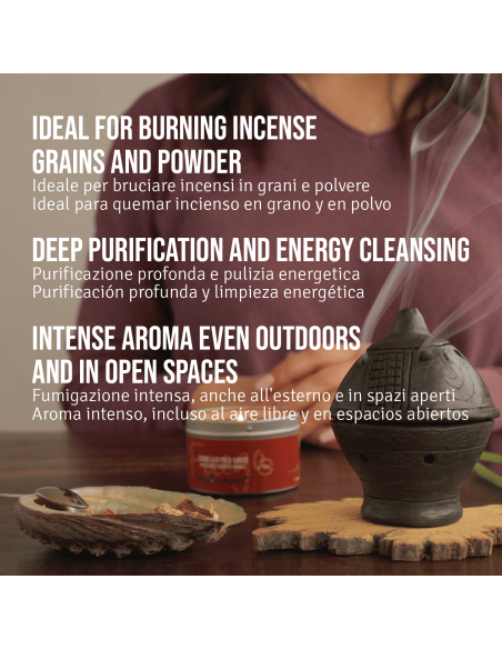 Terracotta Round-Shaped Incense Burner - black