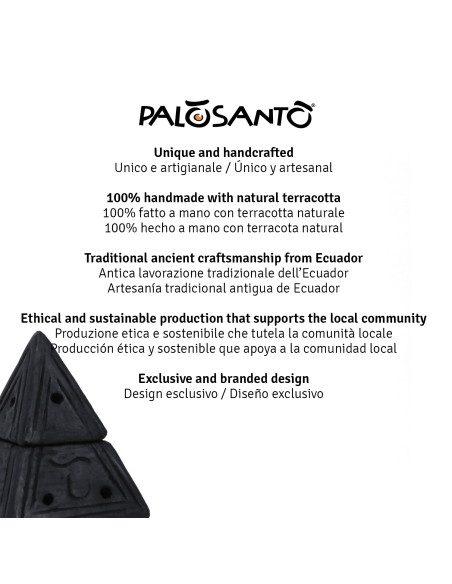 Brûleur d'encens en terre cuite Pyramide noire