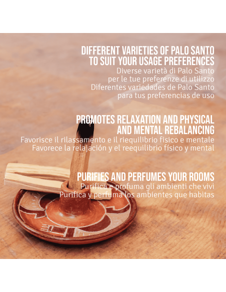 Incense Holder + Palo Santo variety: 5 Amarillo Sticks - 5 Seleccion Sticks - 3 Especial Sticks