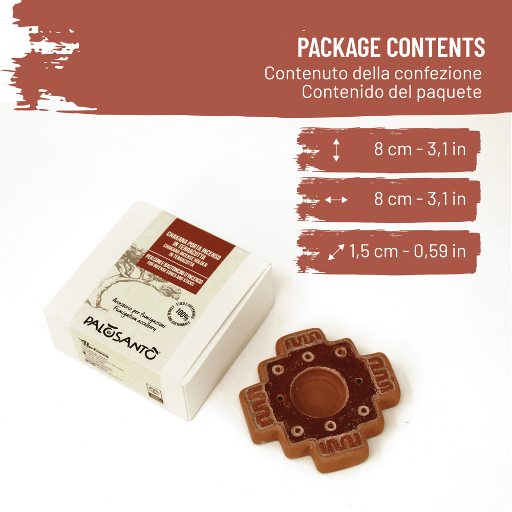 Porta Incenso Chakana in Terracotta per Coni e Stick - dettaglio 2