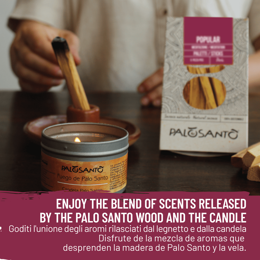 Kit Fumigazione: Paletti Palo Santo 'Popular' Perù + Candela Profumata - dettaglio 6