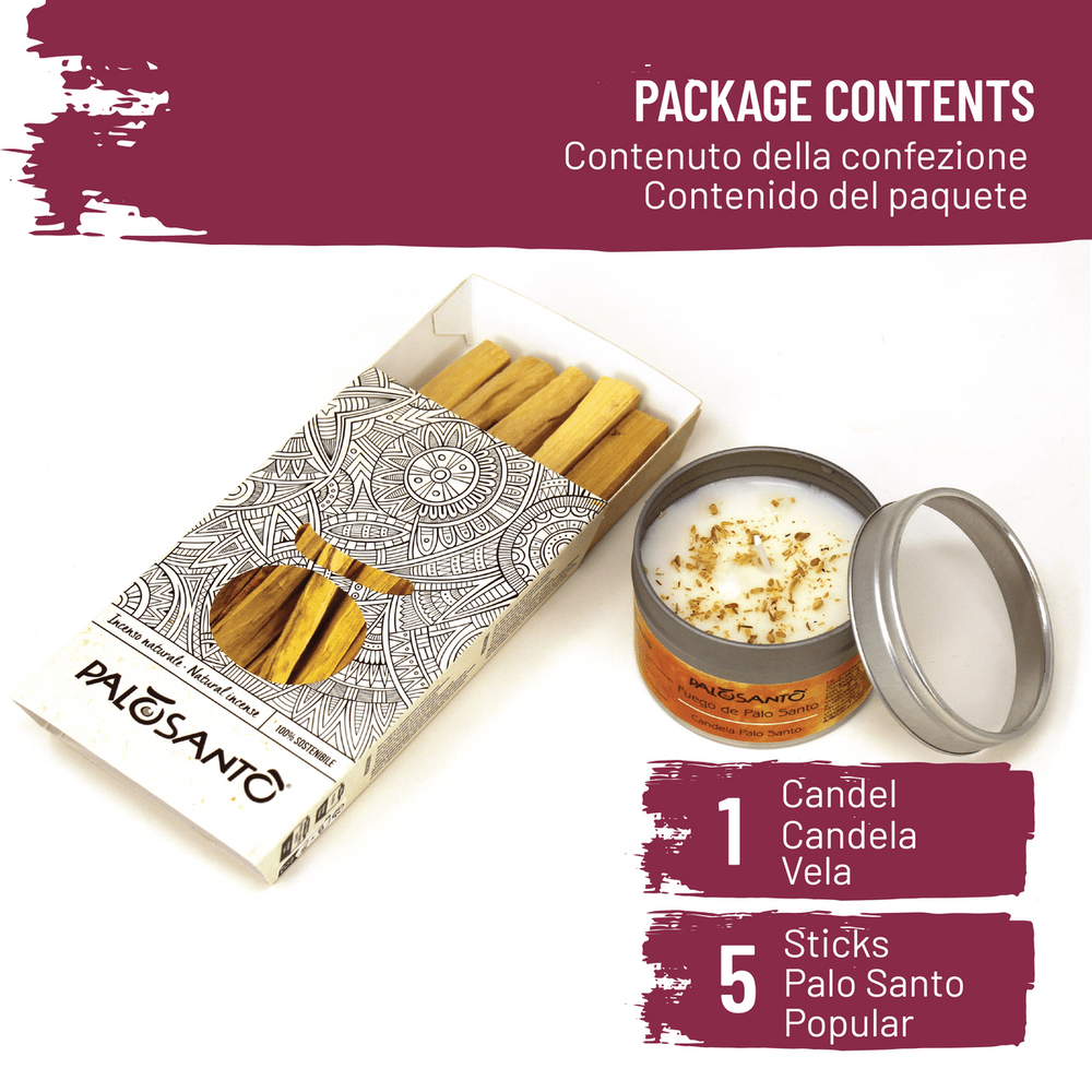 Kit Fumigazione: Paletti Palo Santo 'Popular' Perù + Candela Profumata - dettaglio 2