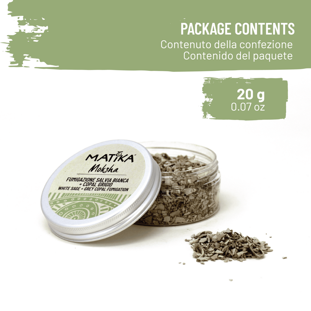 Miscela di Incensi 'Moksha' con Salvia Bianca e Copal Grigio per Fumigazione - dettaglio 2
