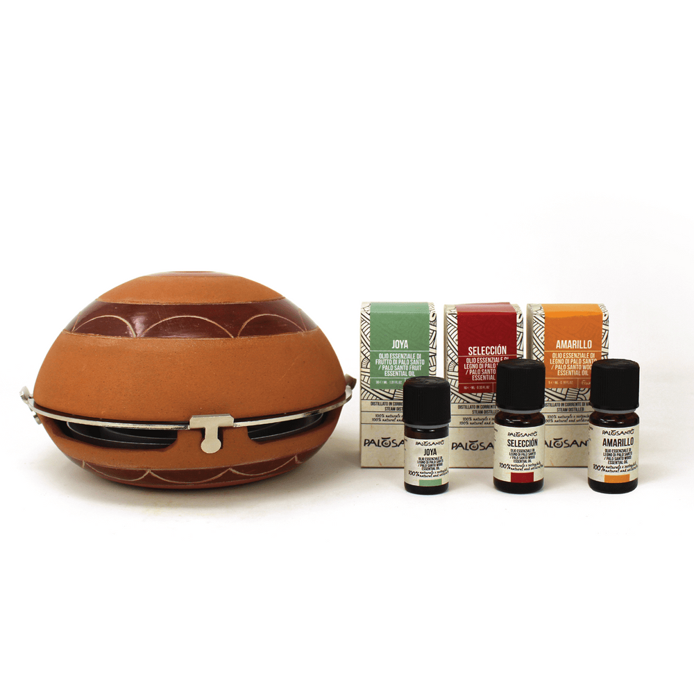 Kit Diffusore 'Calentador' in Terracotta + Oli Essenziali di Palo Santo