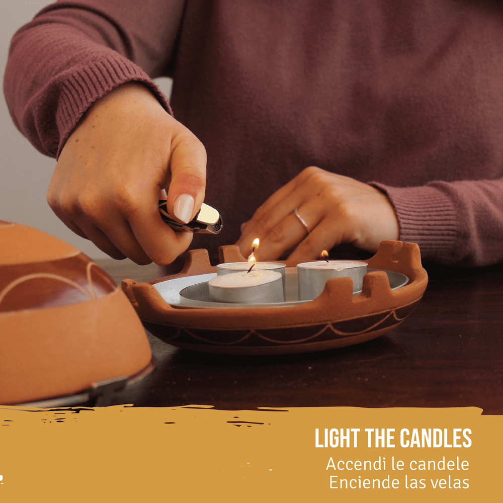 Kit Diffusore 'Calentador' in Terracotta + Oli Essenziali di Palo Santo - dettaglio 4