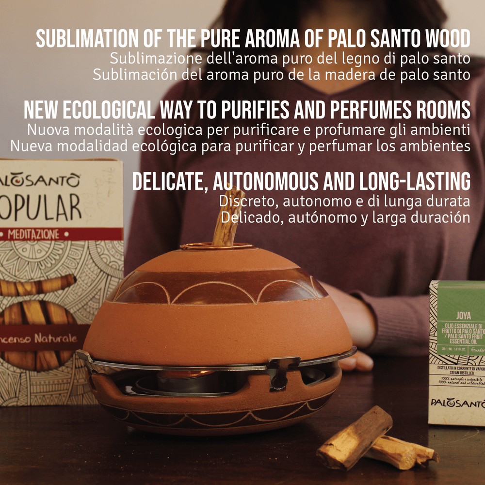 Kit Sublimazione Palo Santo con Diffusore 'Calentador' in Terracotta - dettaglio 3