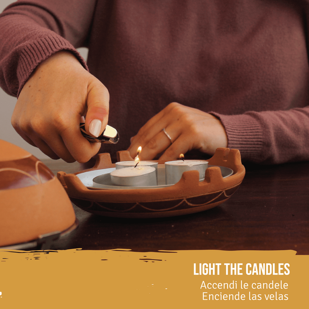 Kit Sublimazione Palo Santo con Diffusore 'Calentador' in Terracotta - dettaglio 4