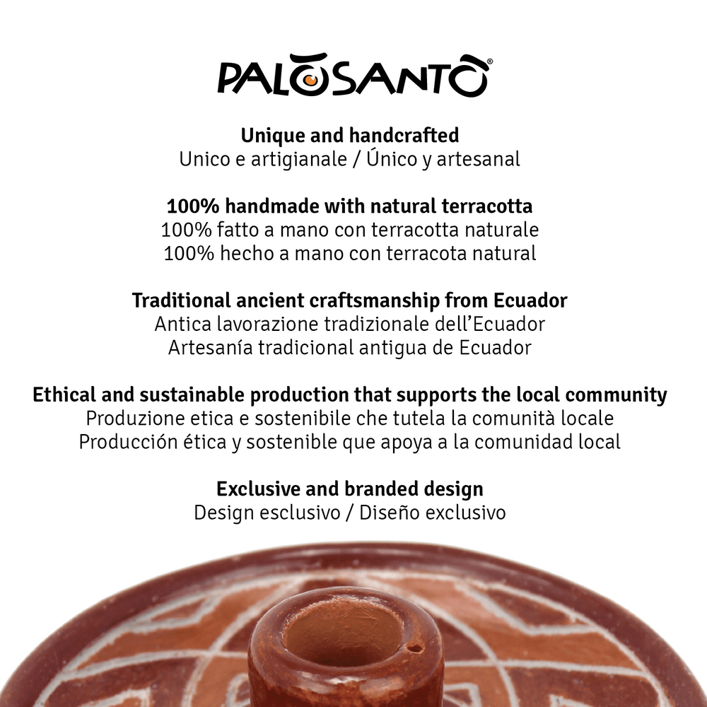 Piatto Porta Incenso 'Cuenco' in Terracotta Artigianale - Con Paletto Palo Santo Incluso - dettaglio 7