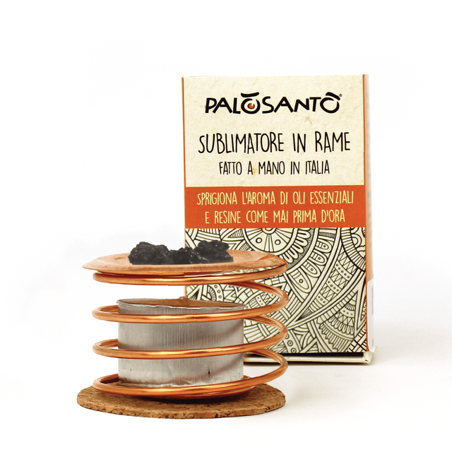 Sublimatore in Rame con Candela e Resina di Palo Santo inclusi