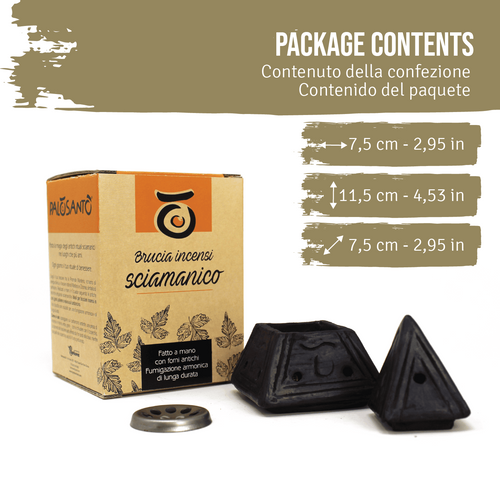 Brucia Incenso Braciere Piramide Nera - dettaglio 2