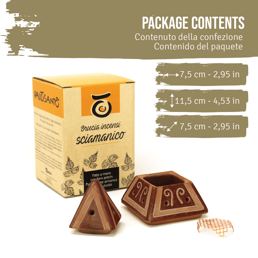 Brucia Incenso Braciere Piramide In Terracotta - dettaglio 2