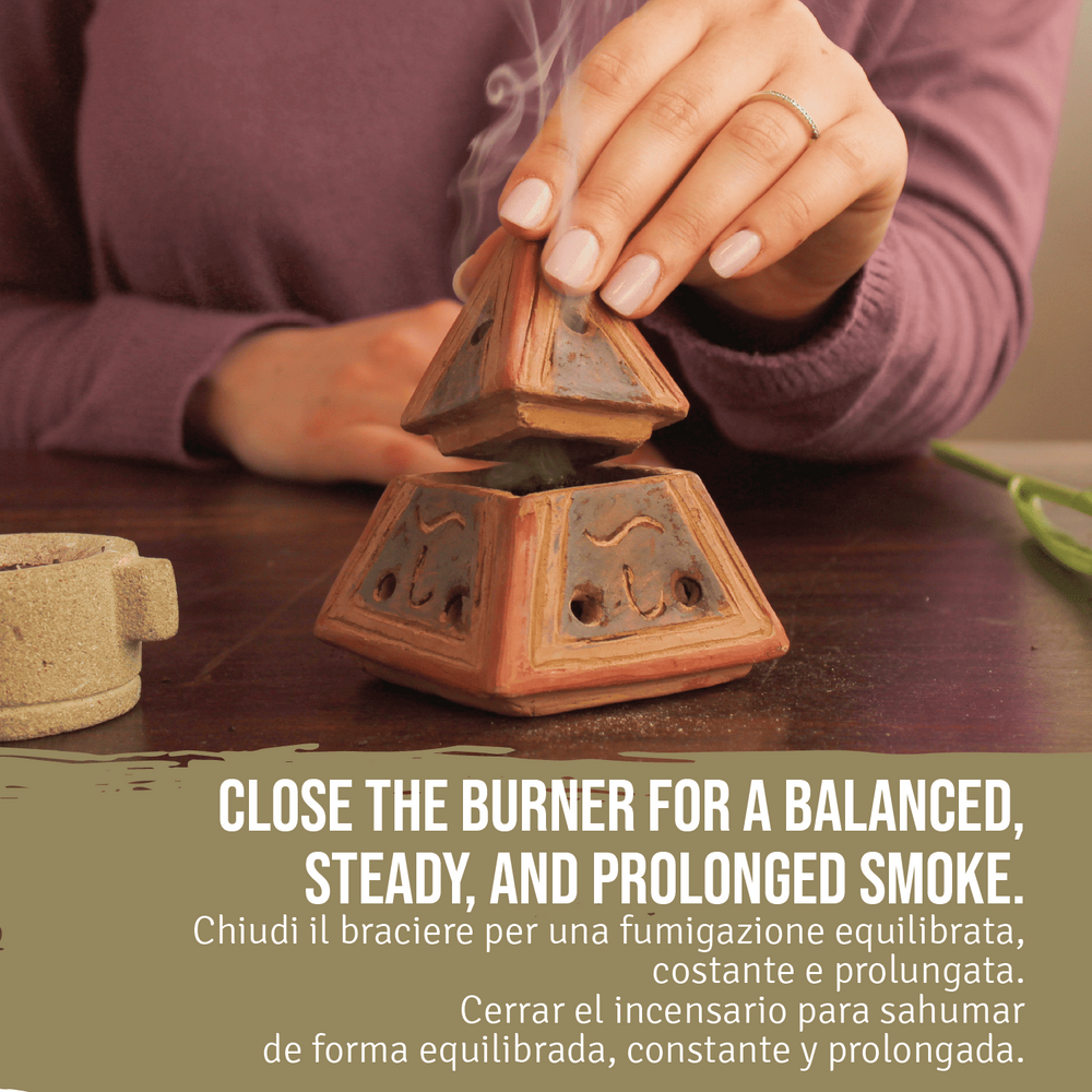 Brucia Incenso Braciere Piramide In Terracotta - dettaglio 6