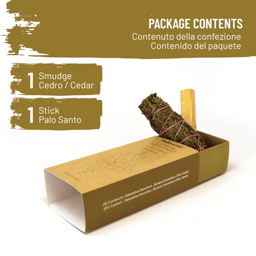 Cedro & Palo Santo - Smudge e Paletto Incenso Naturale ed Ecosostenibile - dettaglio 2